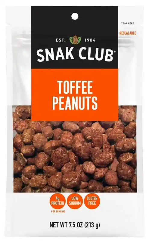 Snak Club Toffee Peanuts 7.5 Oz Bagged