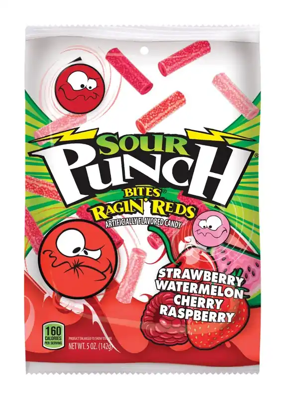 Bites Assorted Ragin‘ Reds Candy 5 Oz - Cherry, Raspberry, Strawberry, Watermelon
