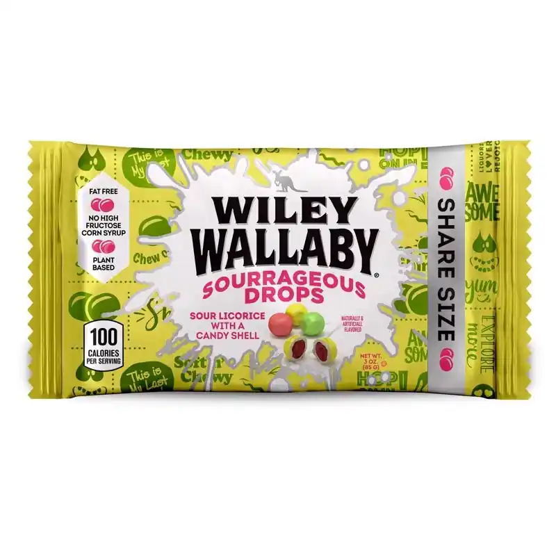 Wiley Wallaby Sourageous Drops Sugar-free Licorice Candy 3 Oz