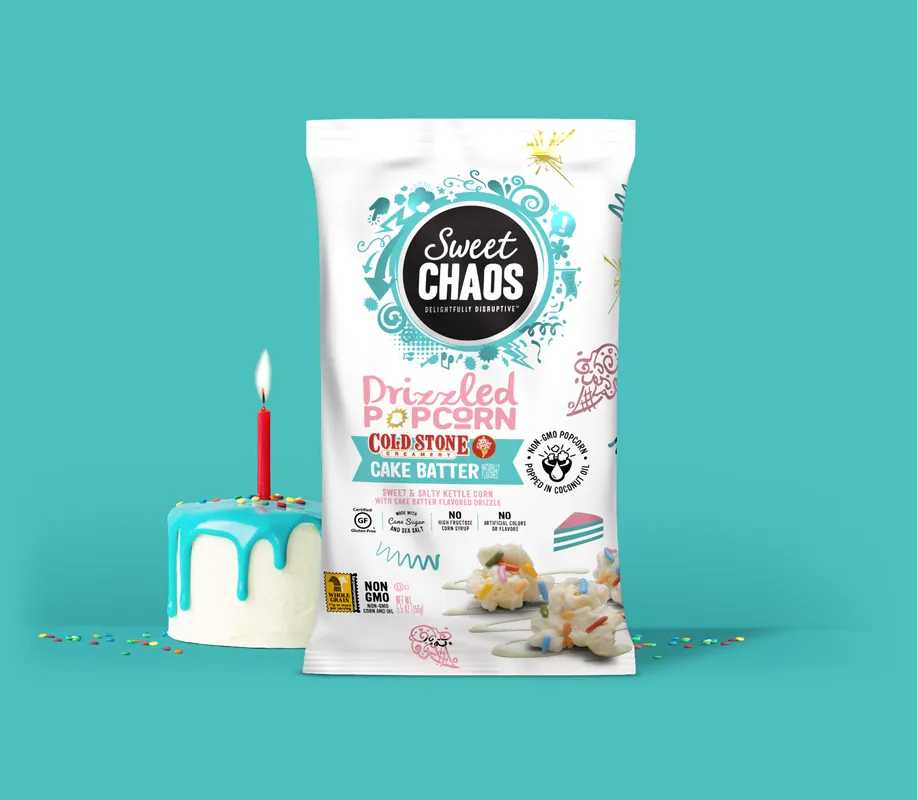 Sweet Chaos Cold Stone Cake Batter Popcorn 5 Oz Bagged