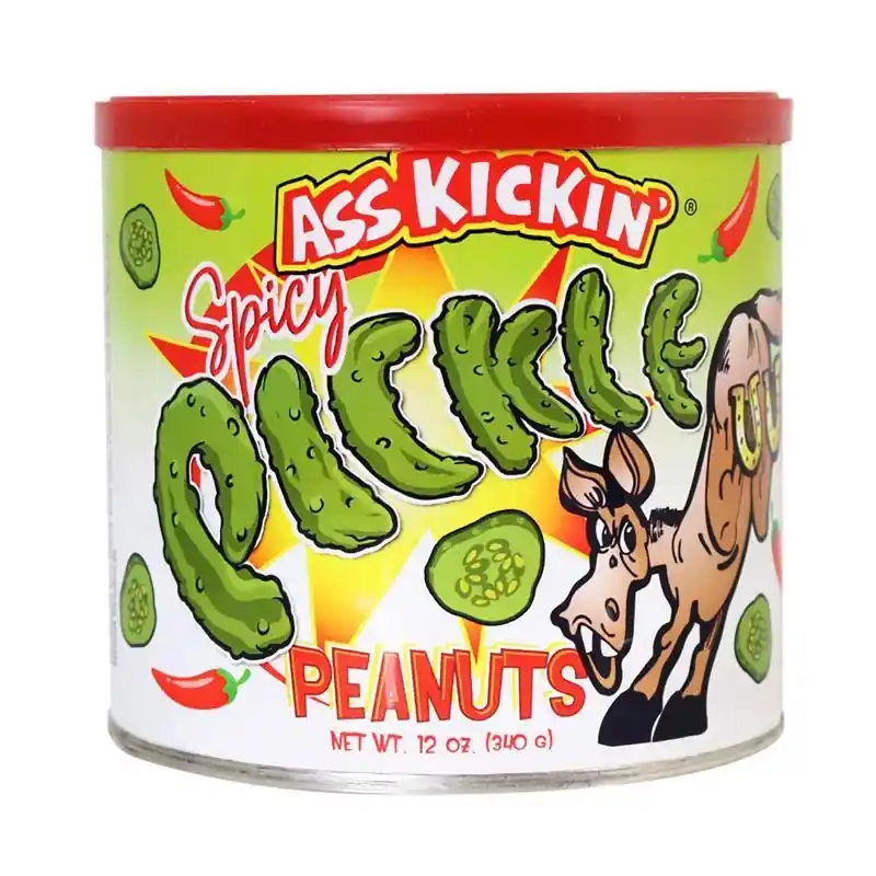 Ass Kickin‘ Spicy Pickle Flavored Peanuts 12 Oz Canister