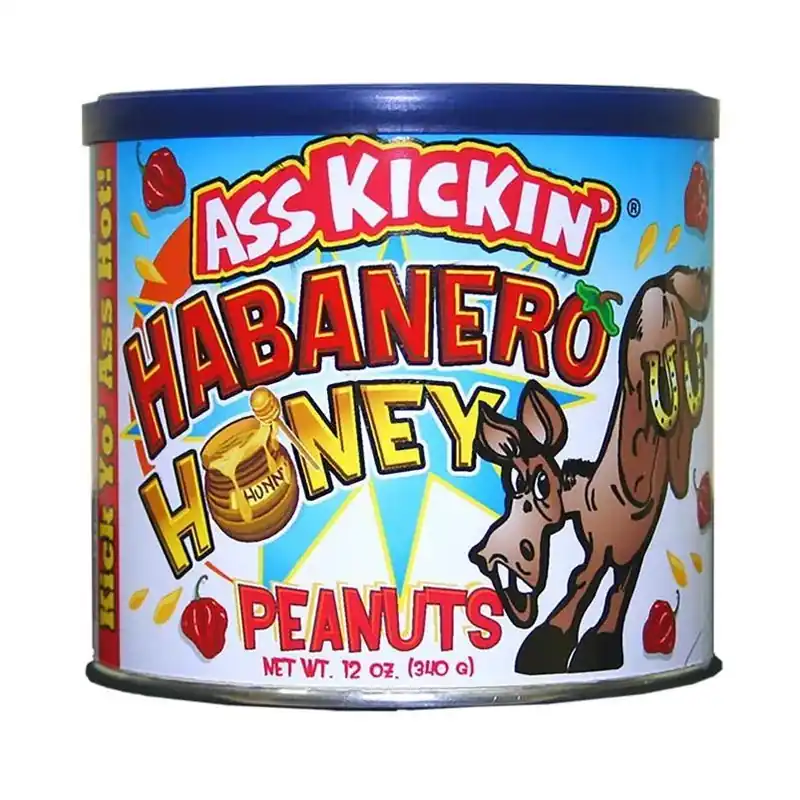 Ass Kickin‘ Habanero Honey Peanuts 12 Oz Canister
