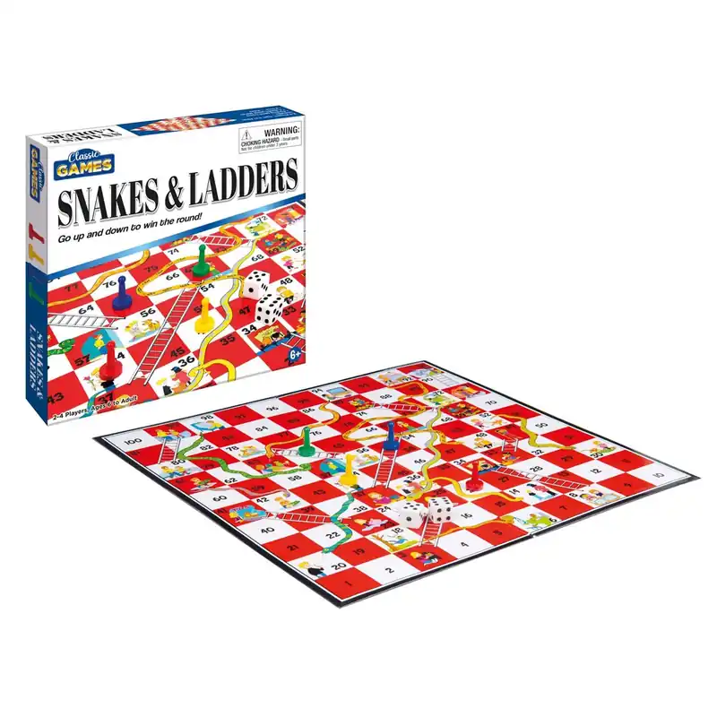 Classic Games Snakes & Ladders Multicolored Board Game For Ages 6+