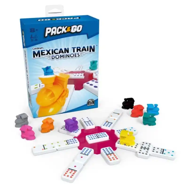 Spin Master Pack & Go Mexican Train Dominoes Board Game For Ages 8+