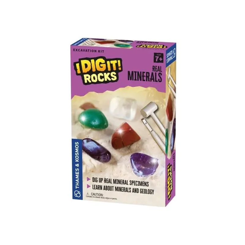 Thames & Kosmos Real Minerals Excavation Kit – 4‑Piece Assorted Geology Set For Ages 7+