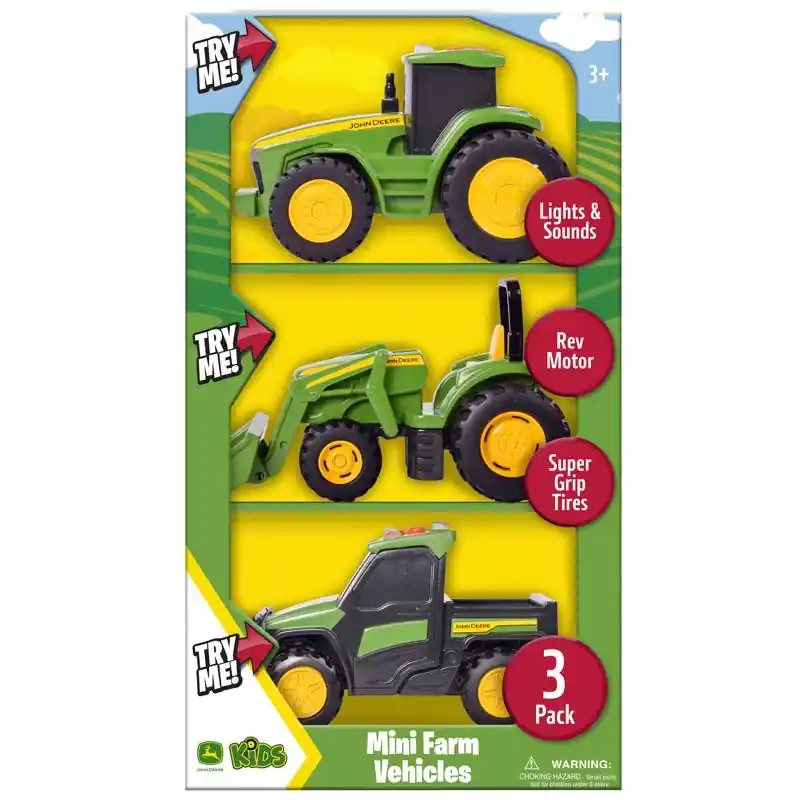 John Deere Tractors Mini Vehicles 3 Pc