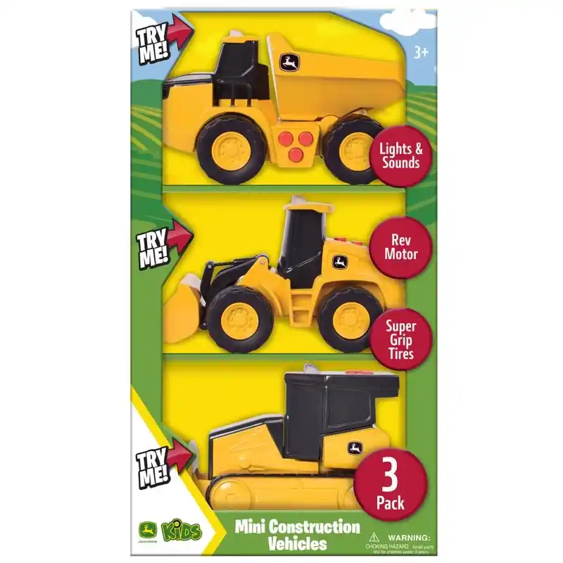 John Deere Construction Mini Vehicles 3 Piece Set For Ages 3 And Up