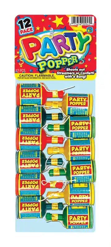 Party Popper Confetti Shooter Assorted 12 Pc