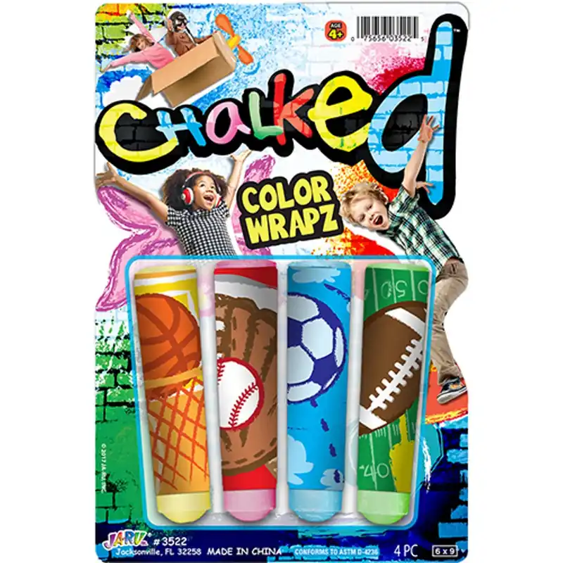Color Wrapz Assorted Sidewalk Chalk - 4 Pieces For Creative Outdoor Fun