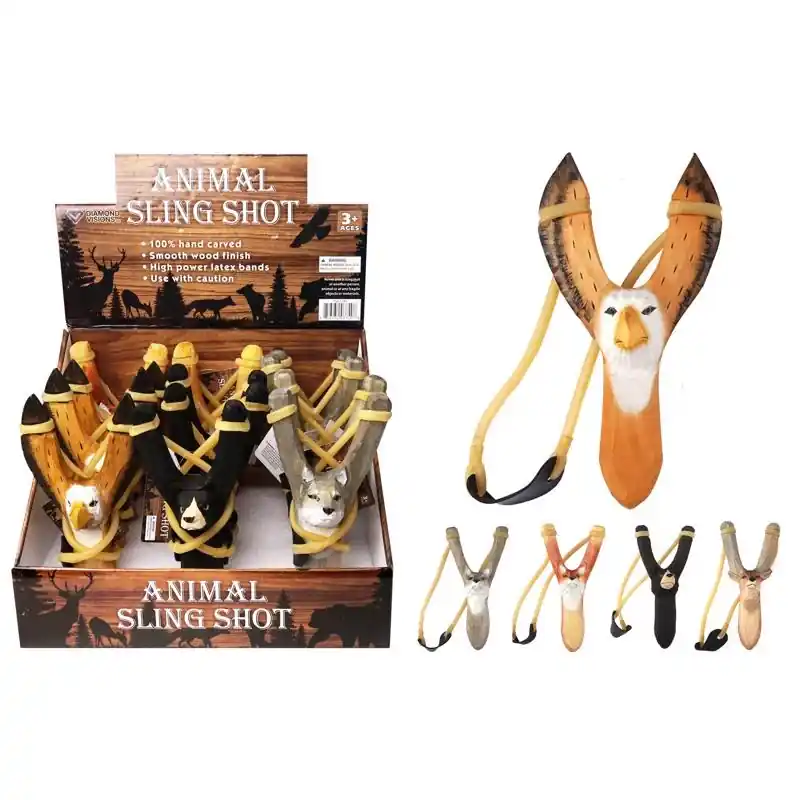 Animal Sling Shot Wood Assorted - Fun Outdoor Toy For Ages 3+