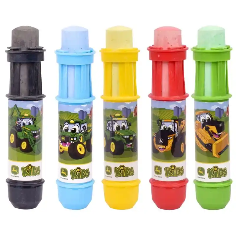 John Deere Multicolored Chalk Holders 5 Piece Set For Ages 3+