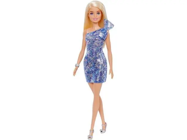 Barbie Glitz Doll With Blonde Hair And Blue Dress Model T7580 Grb32