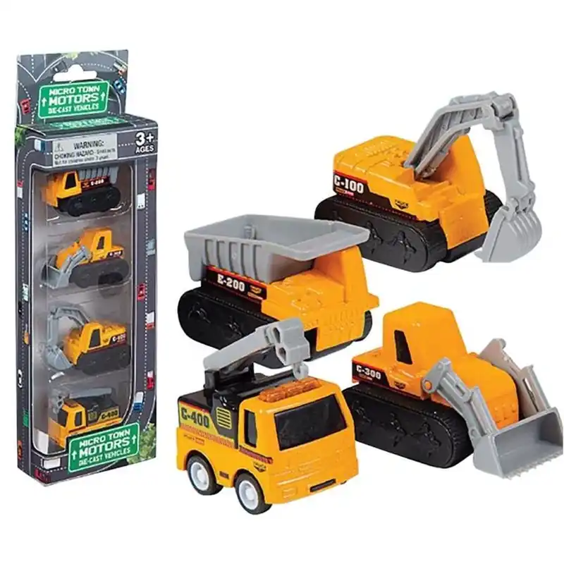 Playmaker Toys 4‑Piece Die‑Cast Construction Truck Set