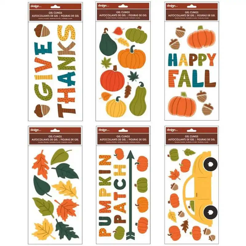 IG Design Harvest Gel Clings – Reusable Fall & Halloween Window Décor