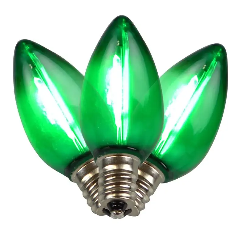 Led C7 Green Replacement Christmas Light Bulbs 25 Count