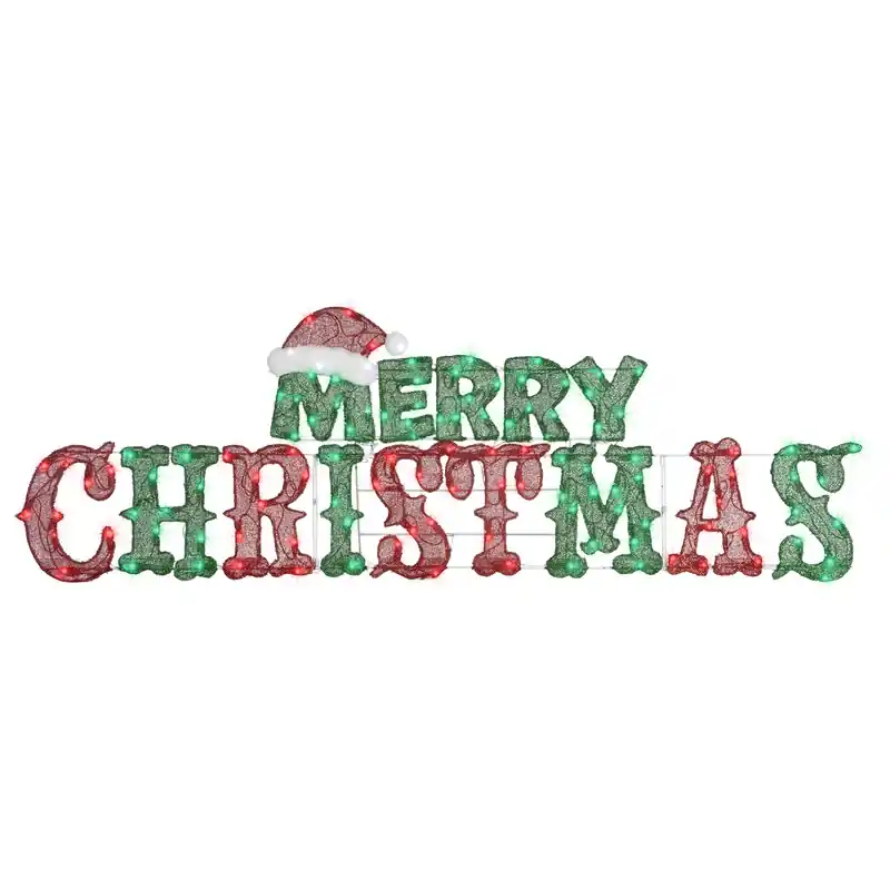 Flat-tastic Merry Christmas 19 In. Yard Decor With Plug-in Power Source