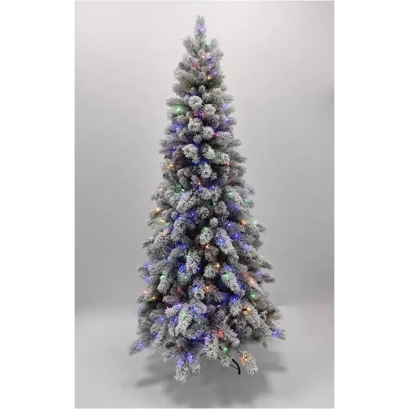 Holiday Bright Lights 7‑Foot Slim LED Color‑Changing Christmas Tree – Arcadia Pine, 400 Lights