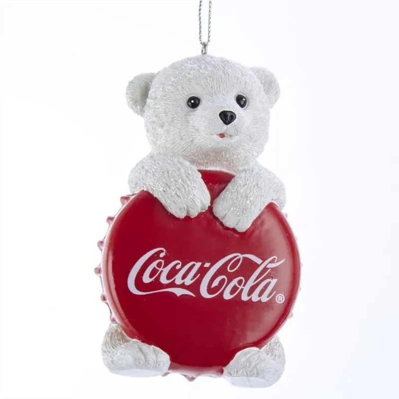 Coca-Cola Bear Bottle Cap Ornament – 4-Inch Collectible By Kurt S. Adler