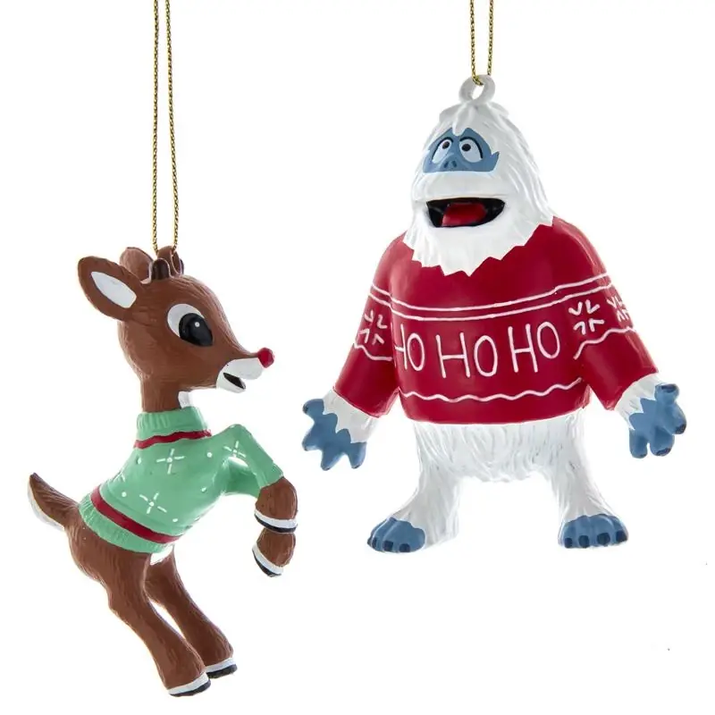 Kurt S. Adler Ugly Sweater Rudolph And Bumble Christmas Ornaments