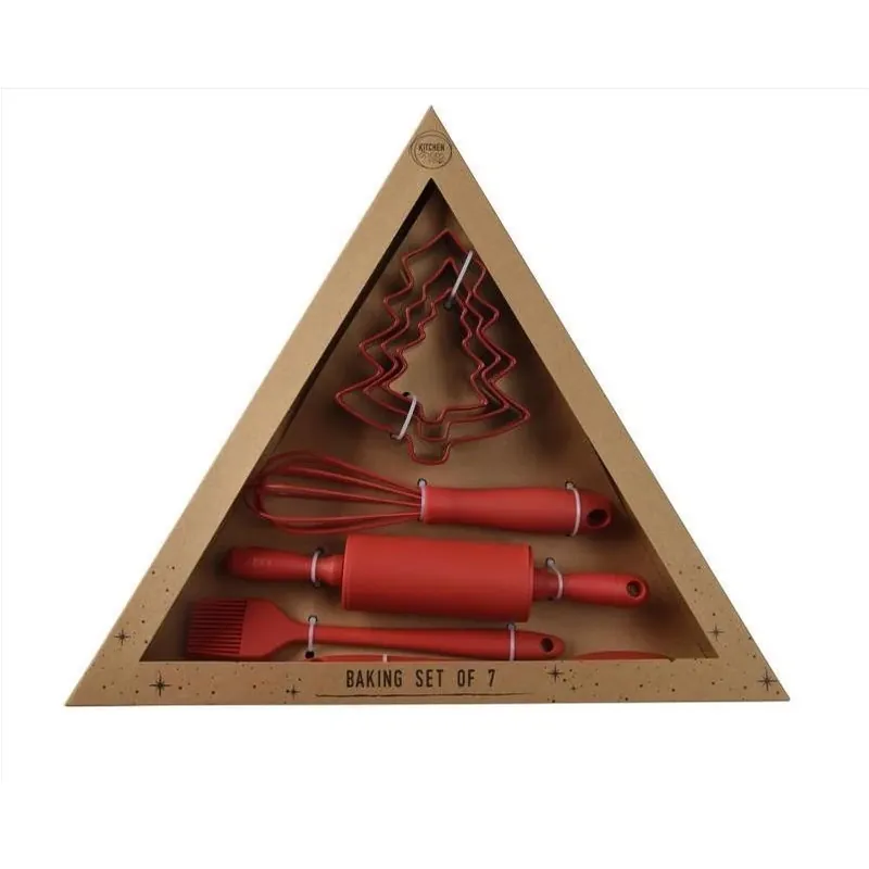 Red Silicone Baking-Themed Table Décor Set – 7 Pieces