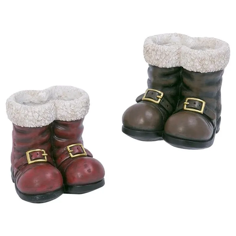 8.5" High Magnesium Santa Boots - Festive Holiday Collectible Decoration