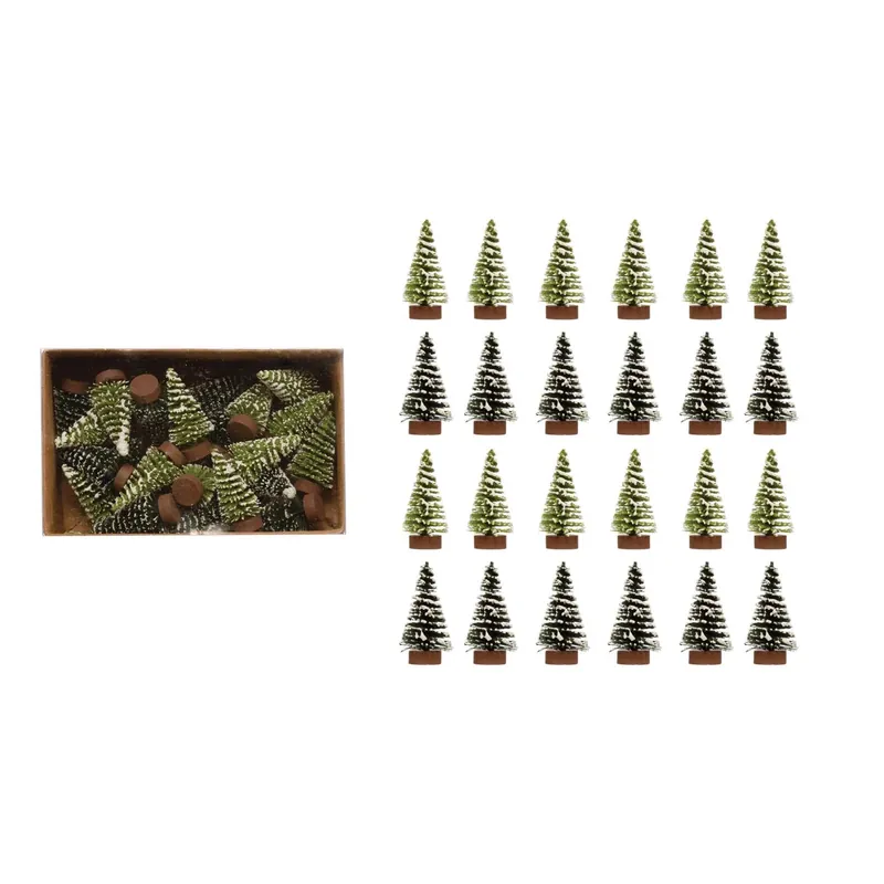 Green Bottle Brush Flocked Mini Table Decor 2 In. - Christmas Indoor Decor