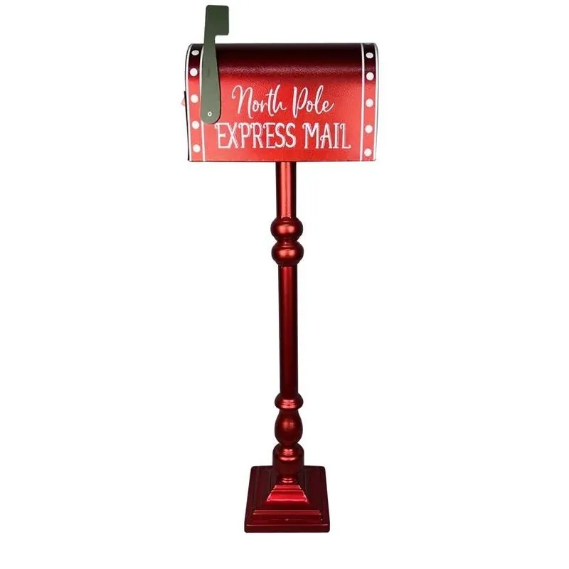 36‑Inch Red Santa Letter Mailbox – Luxe Light Decor Holiday Outdoor Box
