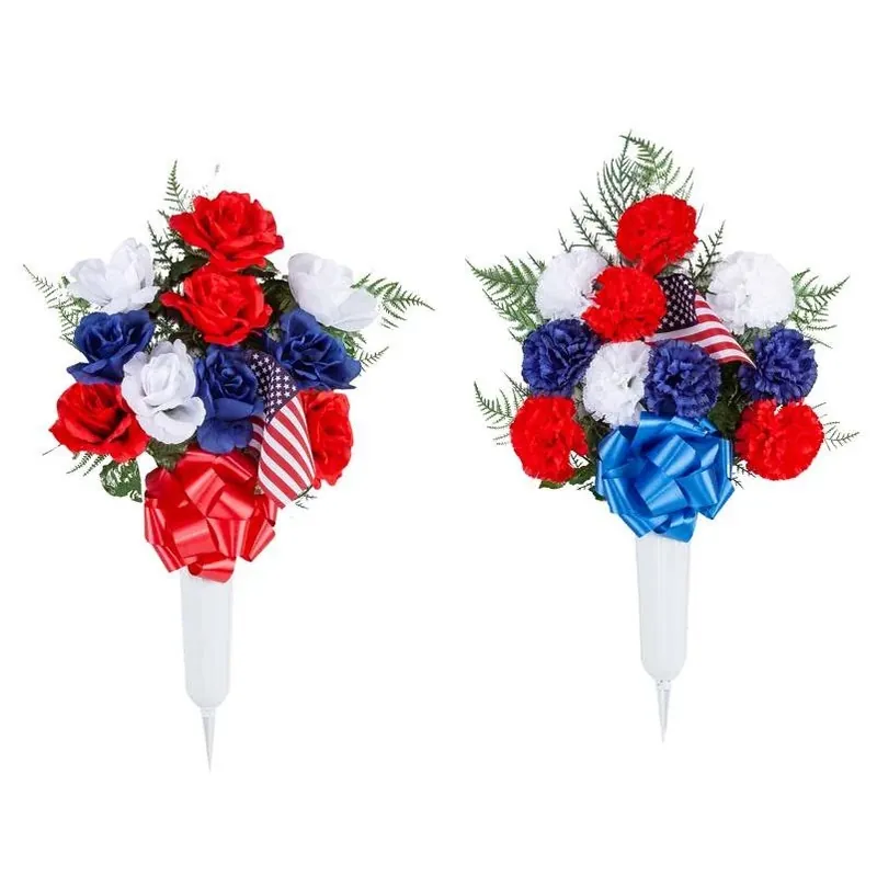 26 Inch American Flag Memorial Vase For Seasonal Crafts And Decorations