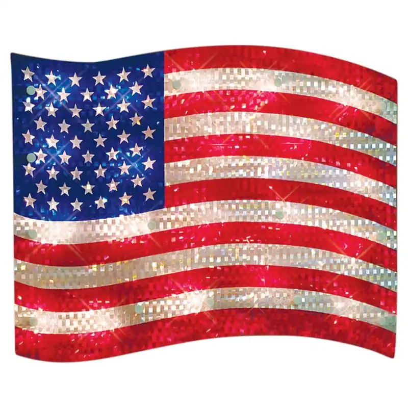 Red/white/blue Shimmer Flag Christmas Decor, 14 X 18 Inches