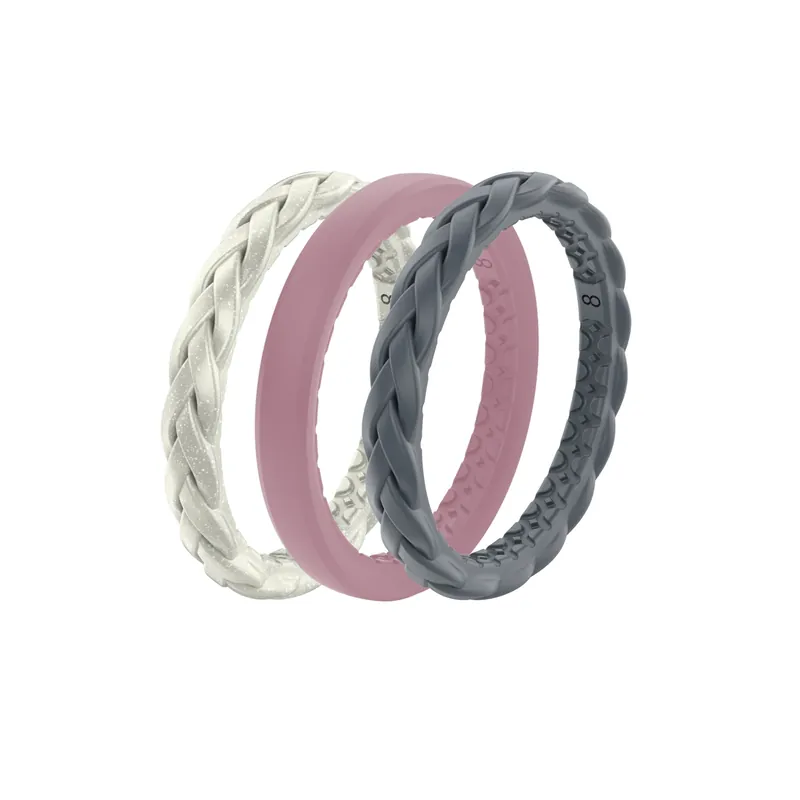 Serenity Unisex Round Assorted Stackable Rings Silicone Water Resistant Size 6