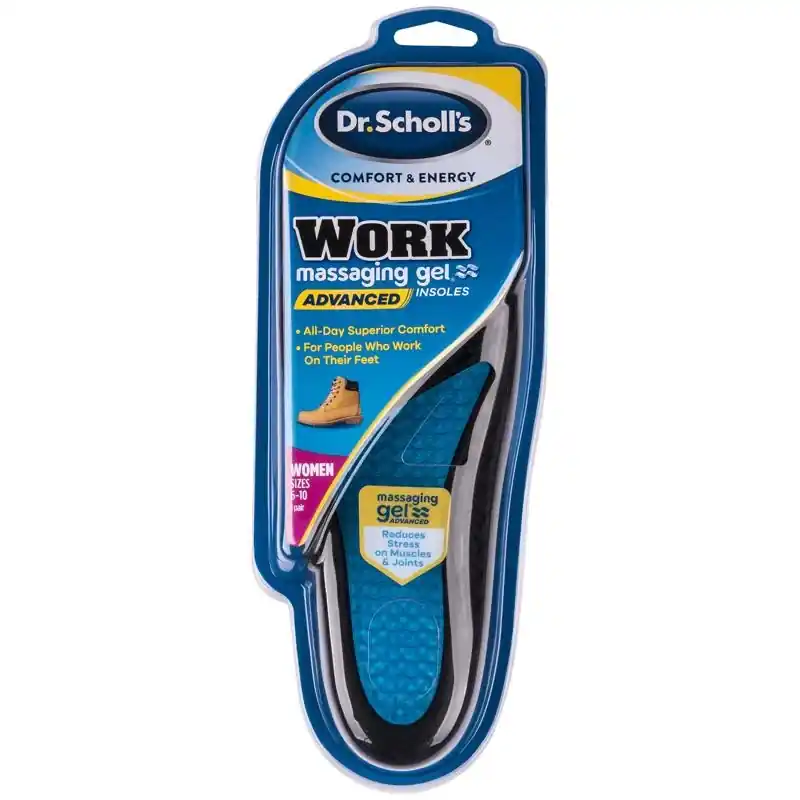 Work Massaging Gel Women‘s Insoles Size 6-10 Blue 1 Pair