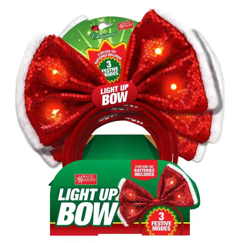 LED Flashing Christmas Bow Headband