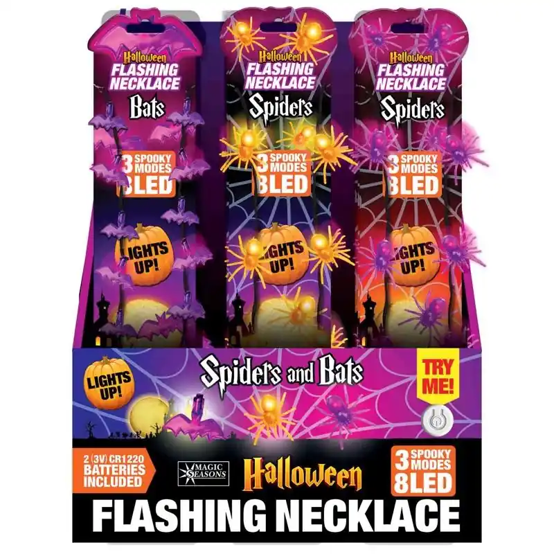 Magic Seasons Halloween Bats/Spider Flashing Necklace 1 Pk