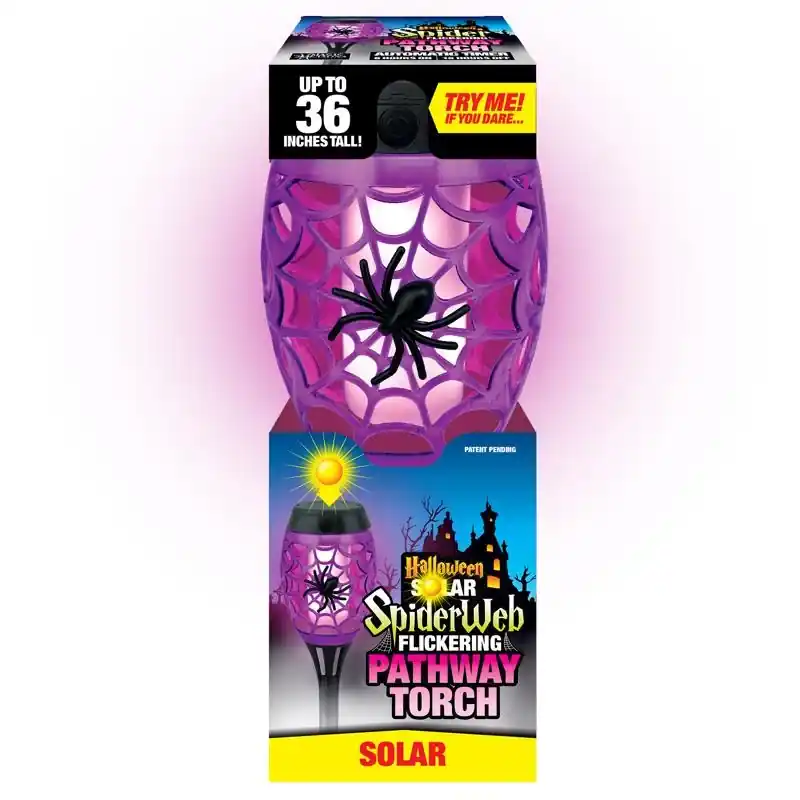 Magic Seasons Halloween Spider Web Flicker Pathway Torch 1 Pk