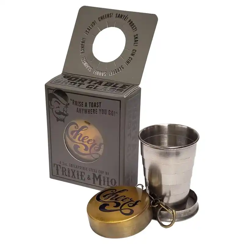 Trixie & Milo Brushed Stainless Steel Shot Glass, Dishwasher Safe