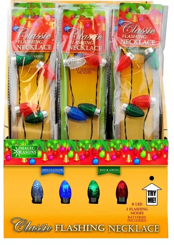 Magic Seasons Classic Bulb Christmas Flashing Necklace Plastic 1 Pk