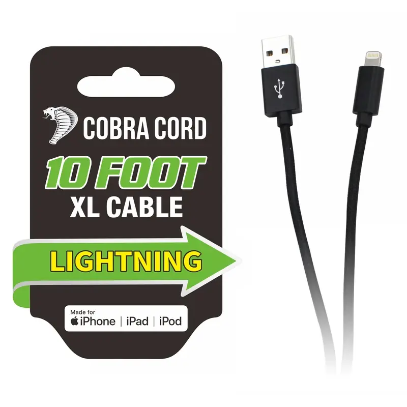 Diamond Visions Cobra Cord Lightening Apple Charging Cable 1 Pk