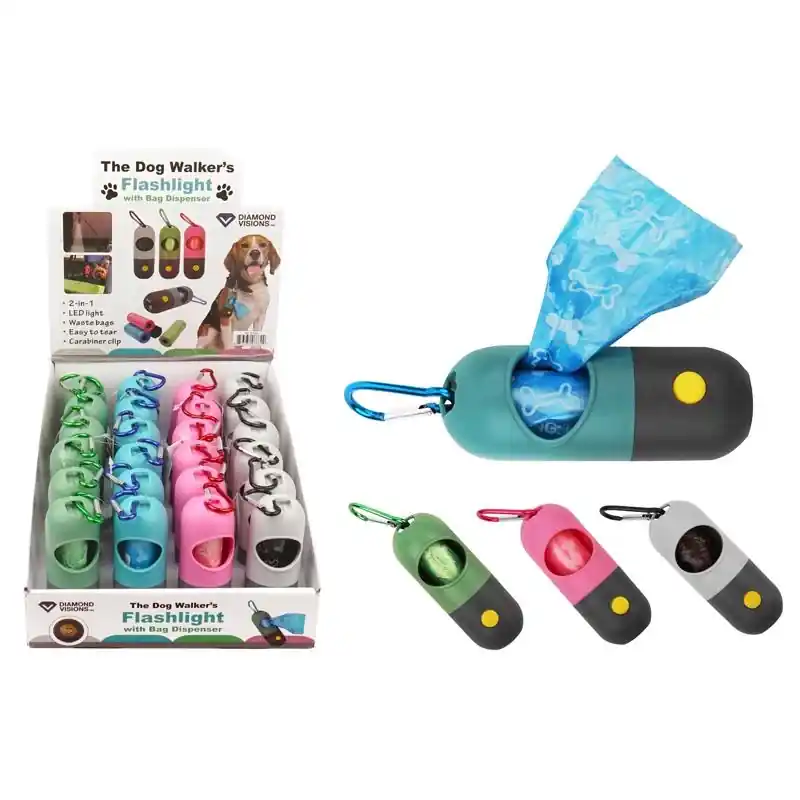 Diamond Visions The Dog Walker‘s Assorted LED Flashlight With Bag Dispenser LR44 Battery