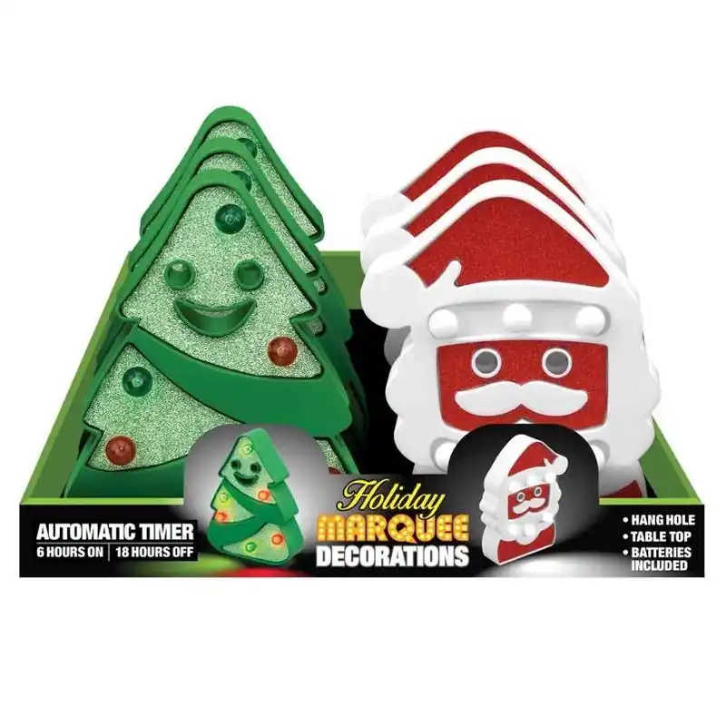 Shawshank LEDz Battery‑Powered LED Marquee – Assorted Christmas Tree & Santa Designs