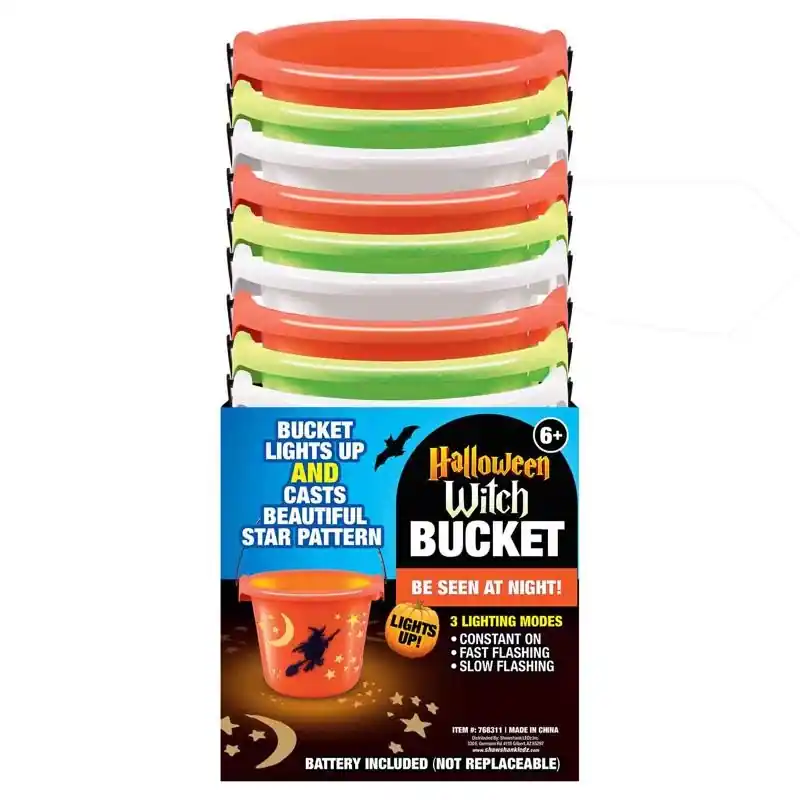 Shawshank Ledz Light Up Witch Bucket 18.5 X 8.5 X 9 Inches