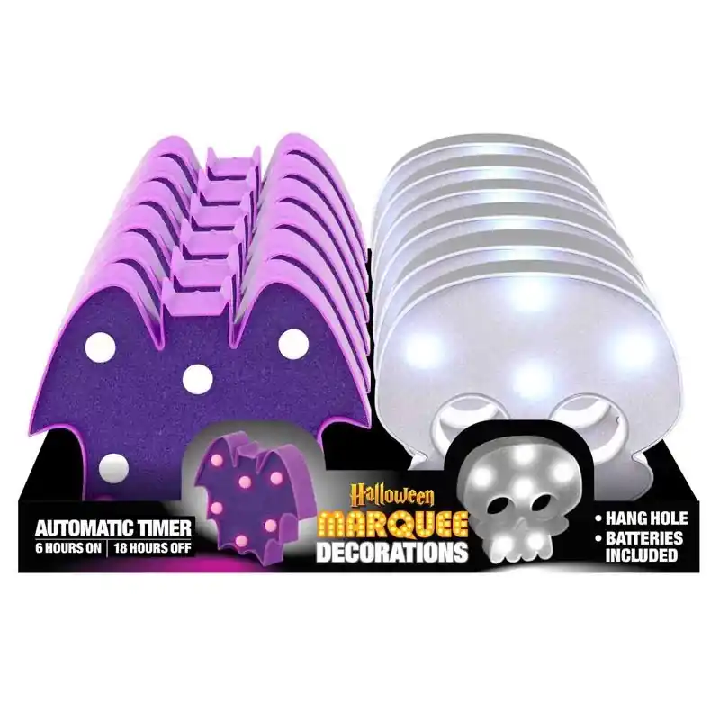 Shawshank Ledz Led Skull And Bat Marquee Light Battery Operated