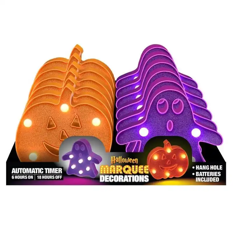 LED Pumpkin & Ghost Marquee Light – Battery‑Operated Halloween Décor