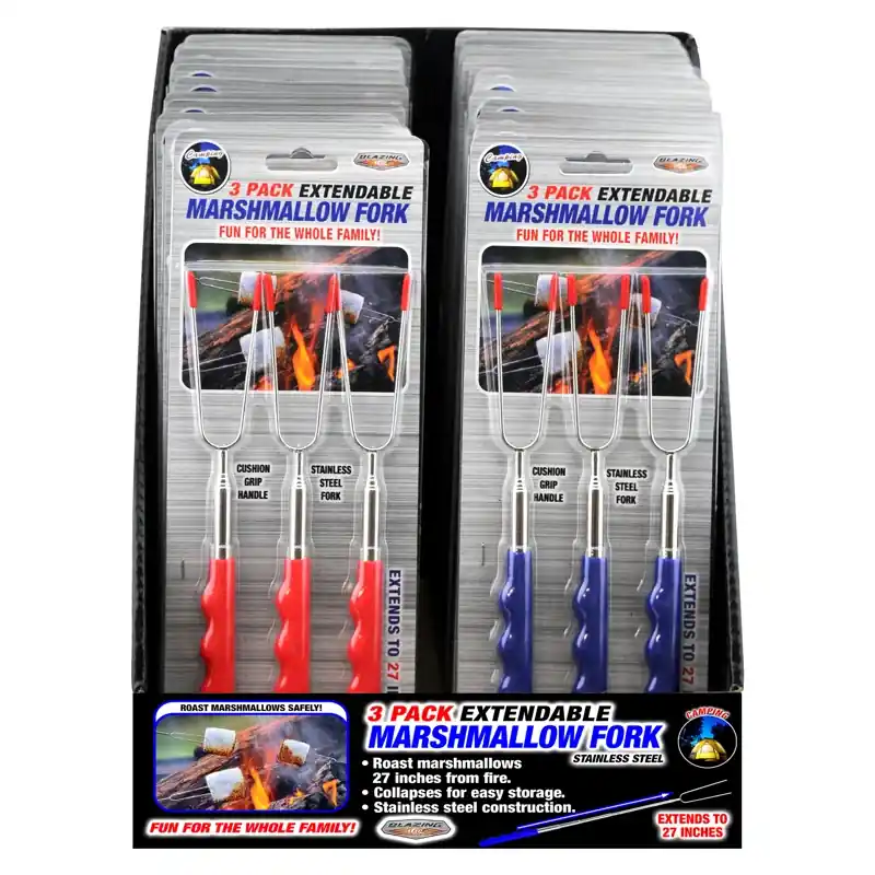 Blazing LEDz Open Flame Roasting Extendable Marshmallow Fork Plastic/Stainless Steel 3 Pk