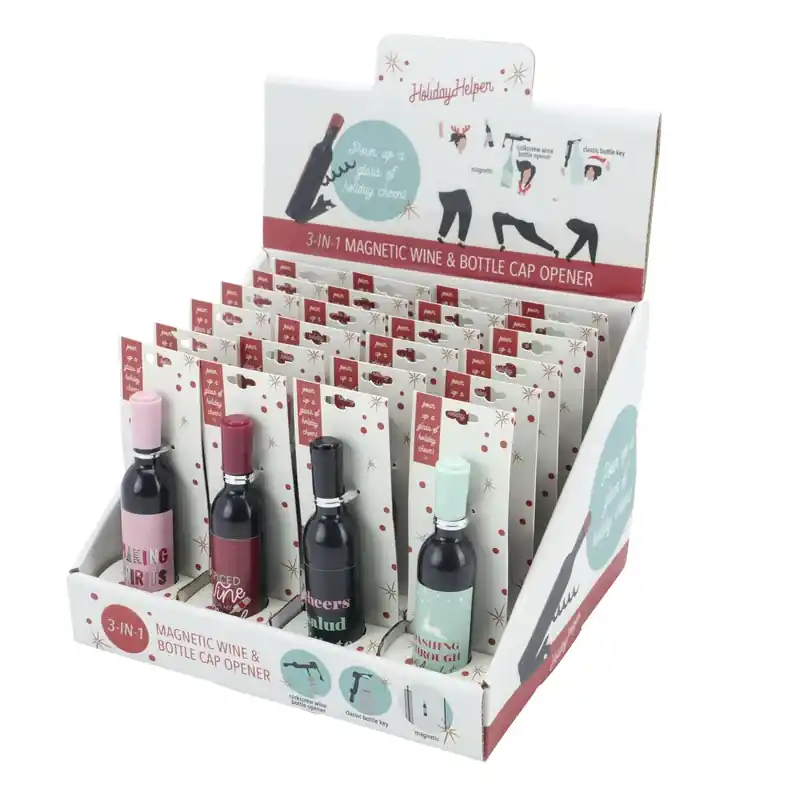 DM Merchandising Holiday Helper Assorted Wine & Bottle Cap Opener 5 In.