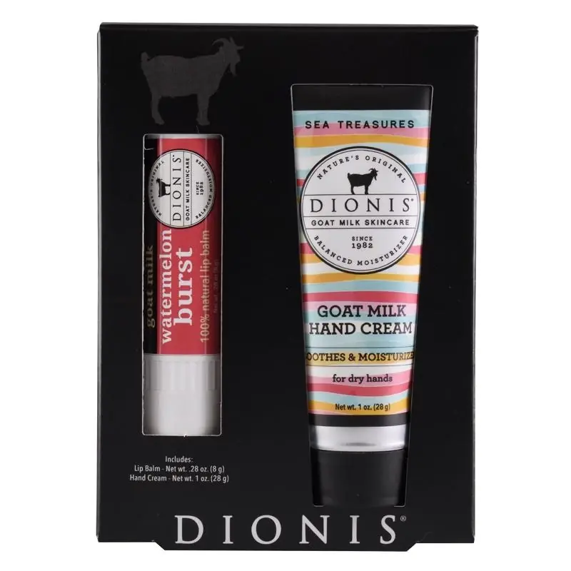 Dionis Goat Milk Skincare Sea Treasures And Watermelon Scent Hand Cream And Lip Balm 1.28 Oz 1 Pk