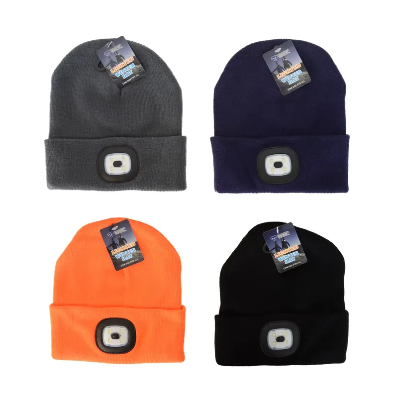 Diamond Visions Beanie Lighted Winter Hat Assorted Colors One Size Fits All