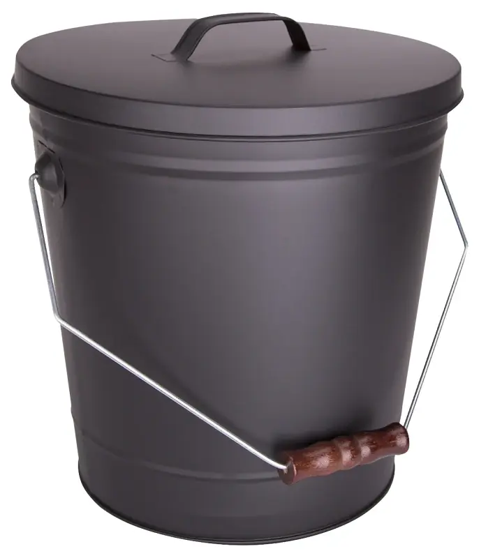 Homebasix 13 Inch Black Steel Ash Bucket With Lid - Model Gjf01