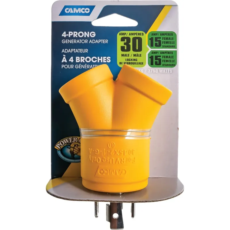 Camco 30 Amps RV Generator Outlet Adapter 30-15A 1 Pk
