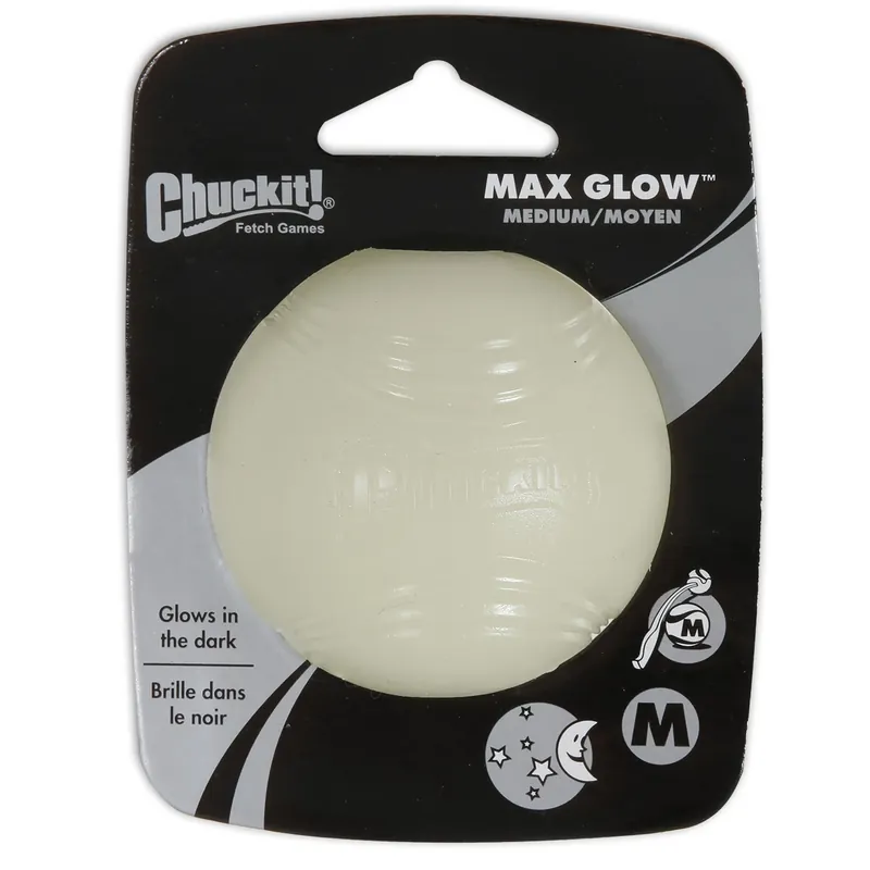 Chuckit! Max Glow For Dog White Rubber Dog Toy Medium 1 Pk