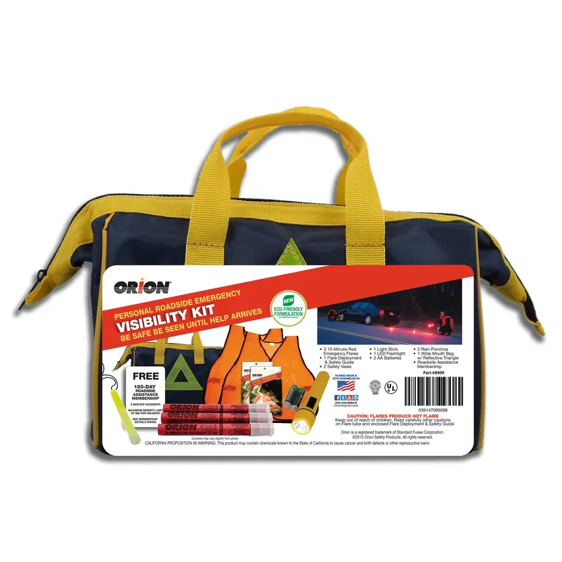 14 Piece Roadside Emergency Kit With First Aid And Flashlight
